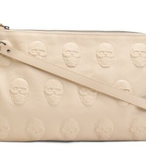 NWT IO Pelle Beige Embossed Skull Crossbody Bag